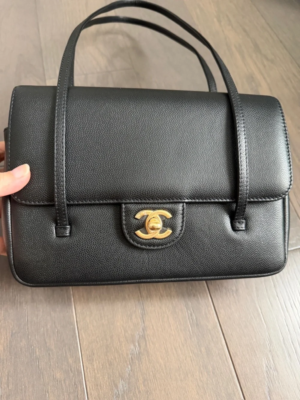 Black Leather Shoulder Flap Bag